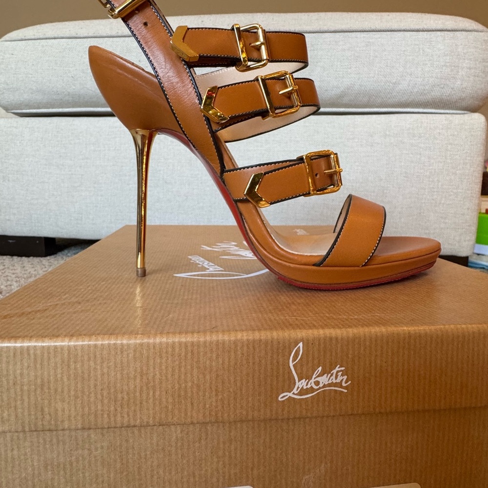 Christian Louboutin Brown Strappy Heels